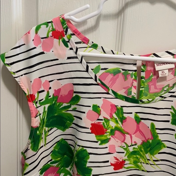 NWOT Merona Striped and Floral Top - Picture 2 of 6